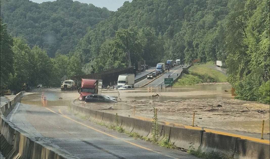 Flooding and rockslide shuts down I-40 on North Carolina-Tennessee border