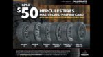 Hercules Tires Announces $50 Fall Rebate on Select Tires in Canada