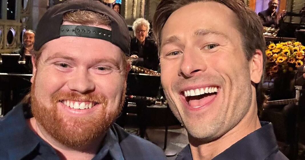 Glen Powell Brings His UPS Driver to Crash 'SNL' Monologue
